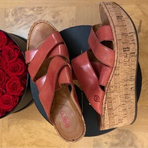 Born Women's Brick Red Platform Sandals